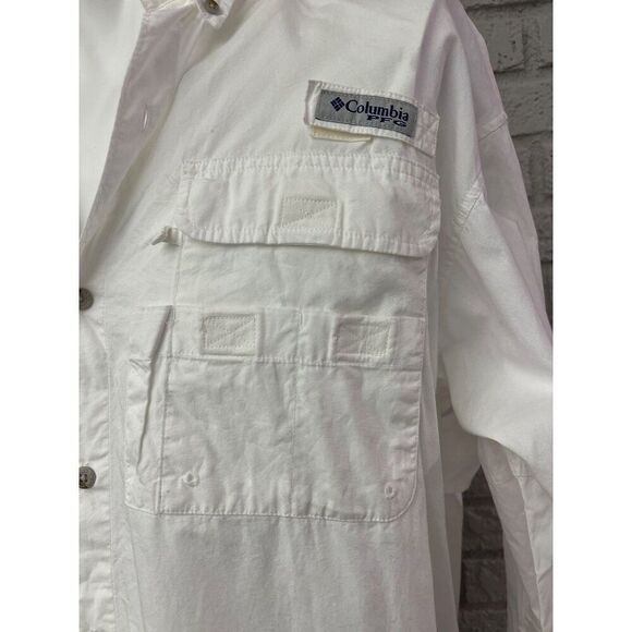 Columbia PFG Men White Long Sleeve Button Drown Shirt Size 2XL - Picture 6 of 10